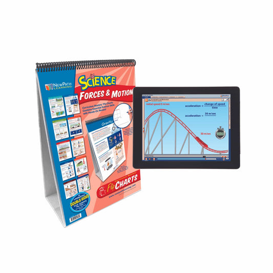 Arbor Scientific NewPath Learning Forces & Motion Flip Chart Set With Online Multimedia Lesson