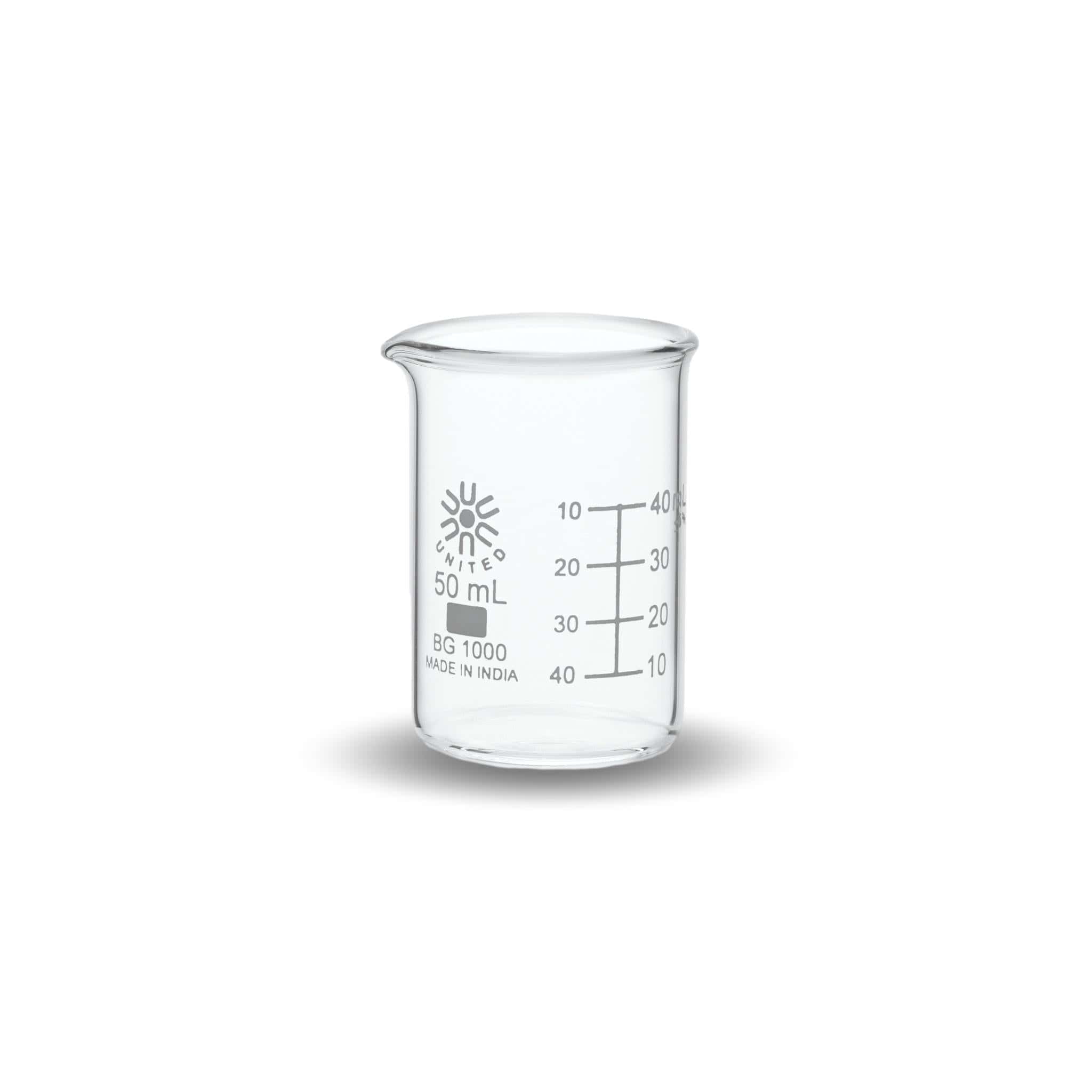 Arbor Scientific Beaker, Low Form, Borosilicate Glass, 50 mL