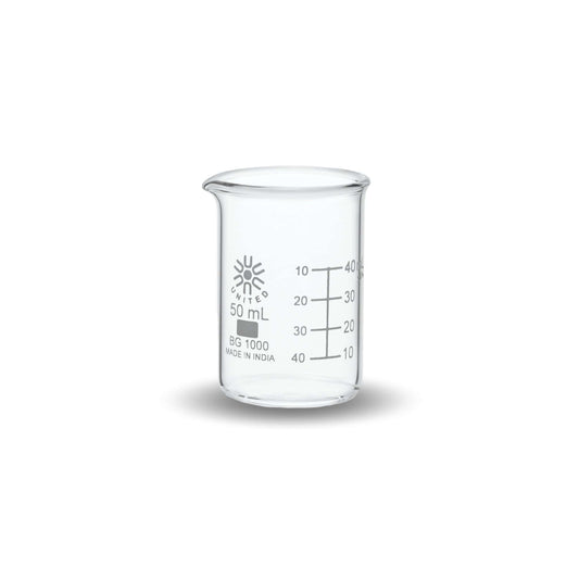 Arbor Scientific Beakers, Low Form, Borosilicate Glass, 50 mL, 12 Pack