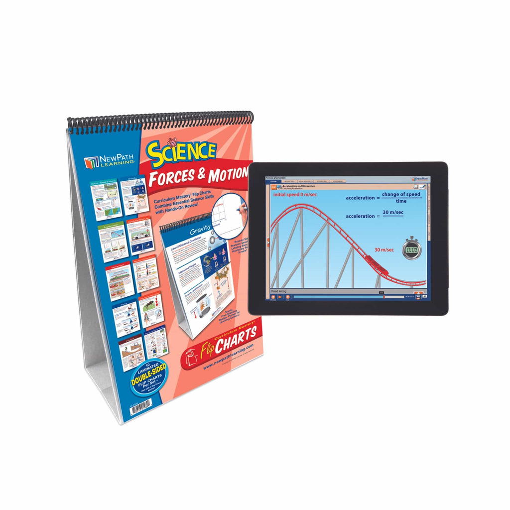 Arbor Scientific NewPath Learning Forces & Motion Flip Chart Set With Online Multimedia Lesson