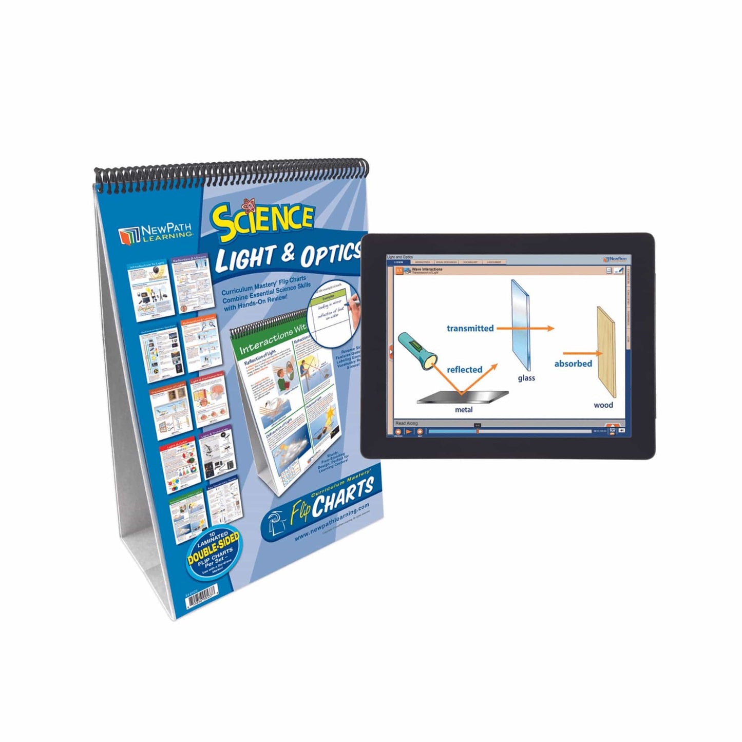 Arbor Scientific NewPath Learning Light & Optics Flip Chart Set With Online Multimedia Lesson