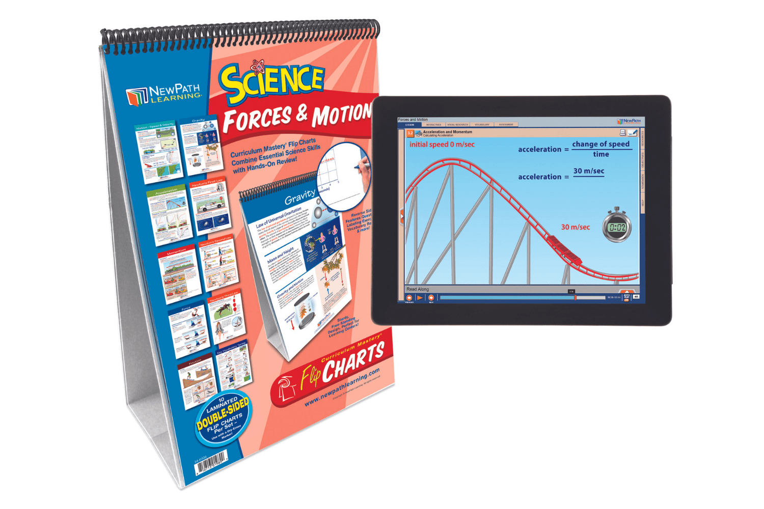 Arbor Scientific Forces & Motion Flip Chart Set With Online Multimedia Lesson